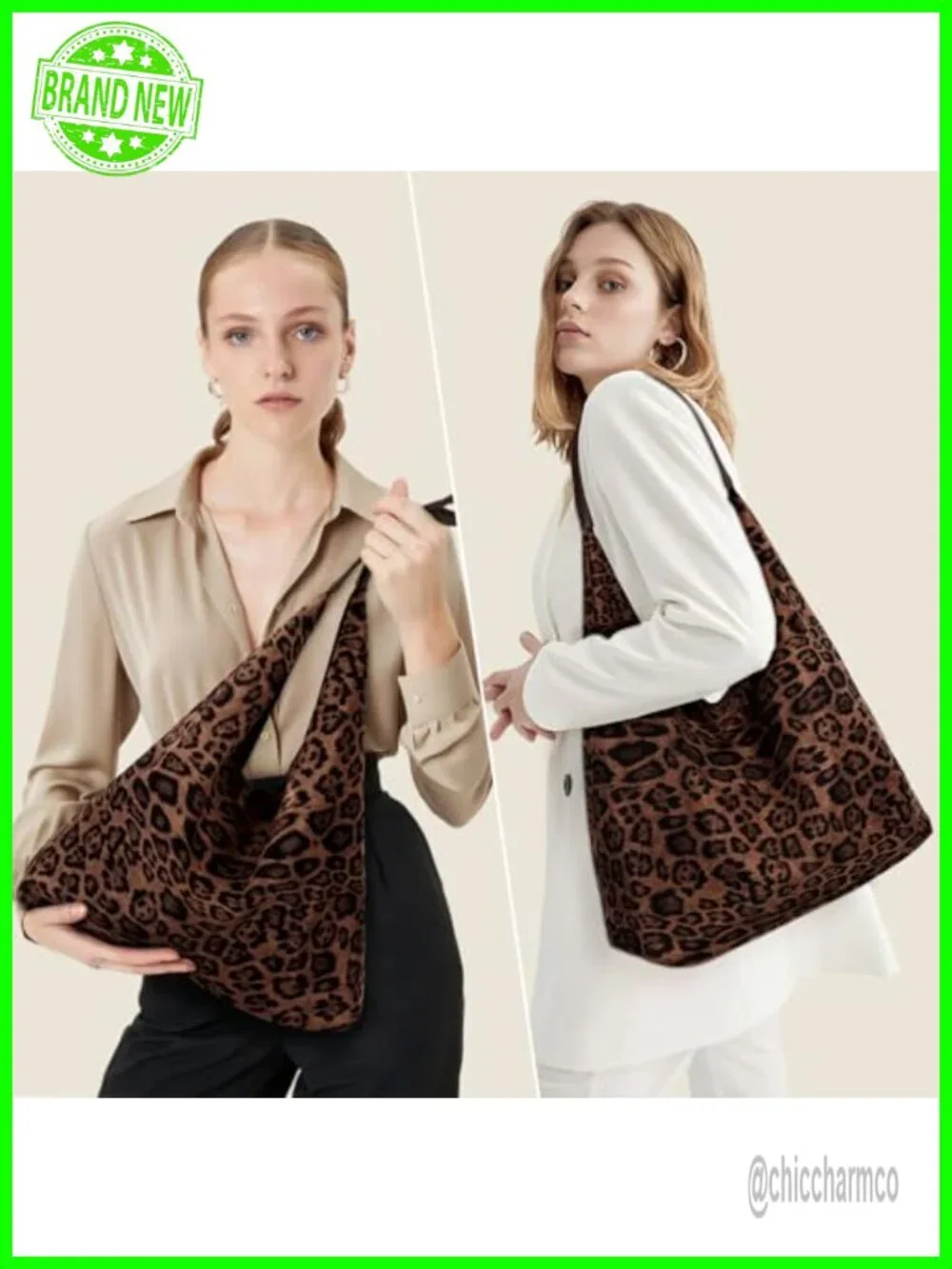 Faux Suede Leopard Hobo Tote Bag Large Capacity Work Bag